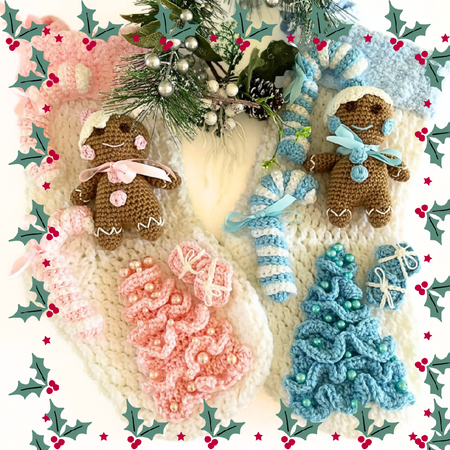 Gingerbread Crochet Baby Xmas Stocking