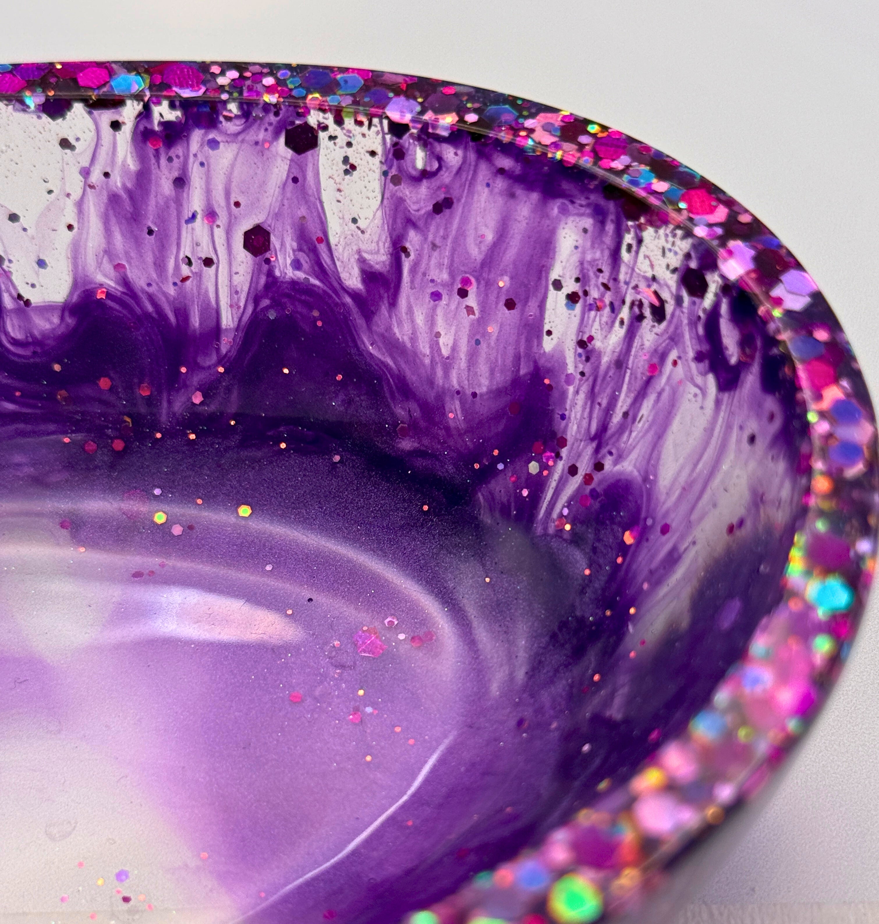 Handmade Oval Resin Bowl - Bold. Sparkly. Unique.