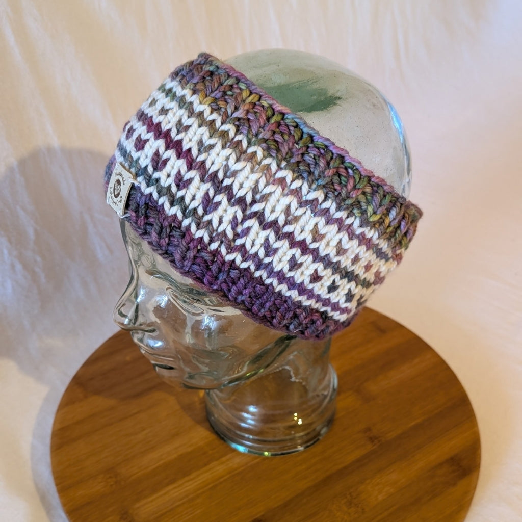 Malabrigo Chunky, Speranza Headband, ear warmers, heart pattern, Merino Wool