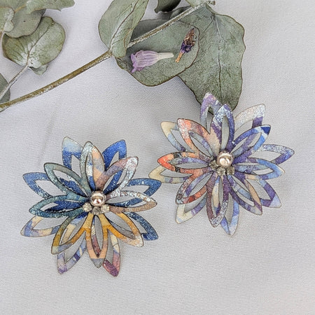 Handmade Watercolour Floral Earrings – Lobe or Helix Piercing