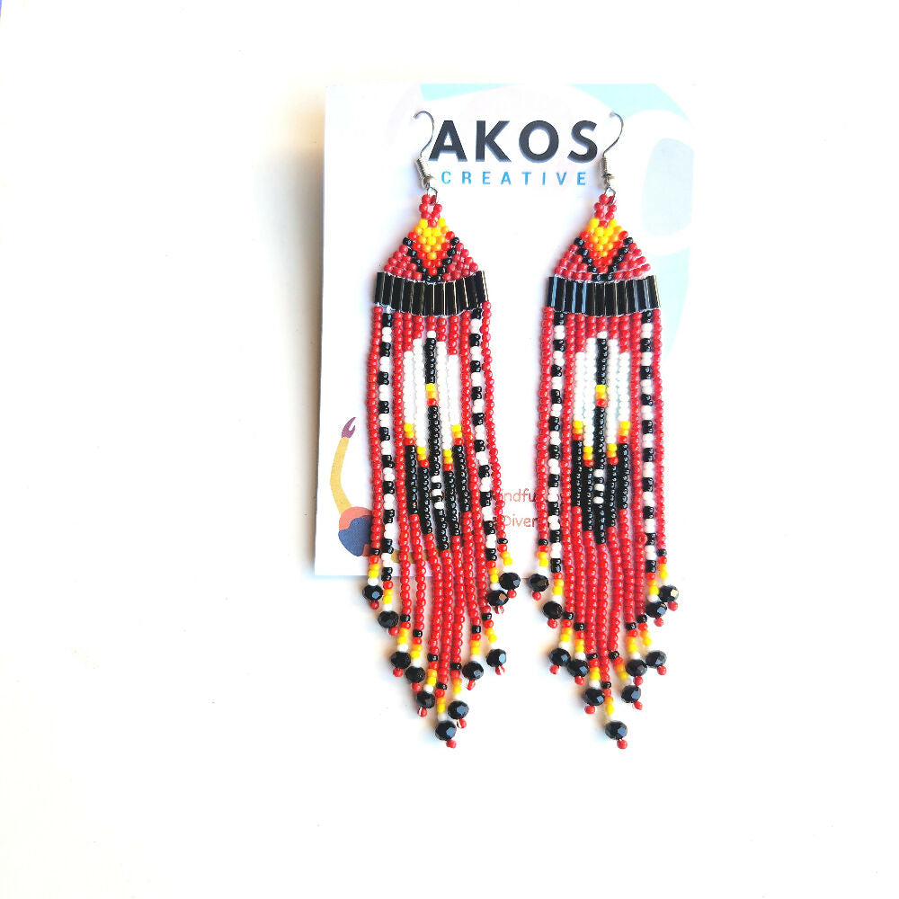 Beaded earrings fire motif_Akos Creative Australia (3)