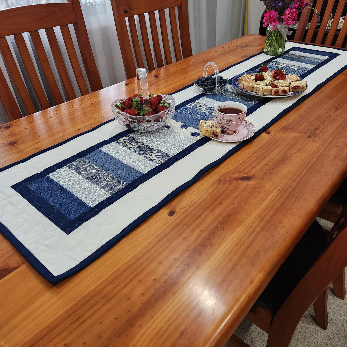 Blue Quilted Table Runner