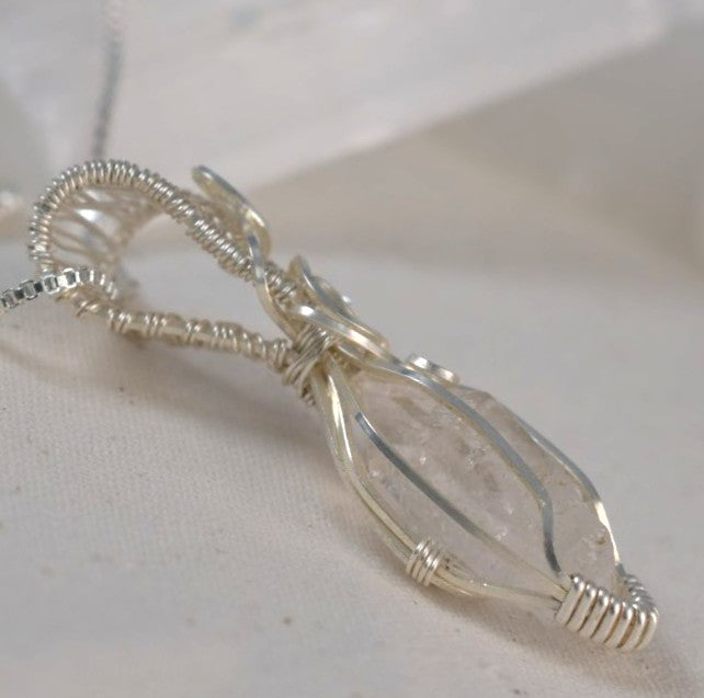 Lucent – Natural Herkimer Diamond Wire Wrapped Pendant