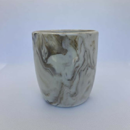 Brown & White Hand Crafted Ceramic Marbled Coffee Mug 250ml