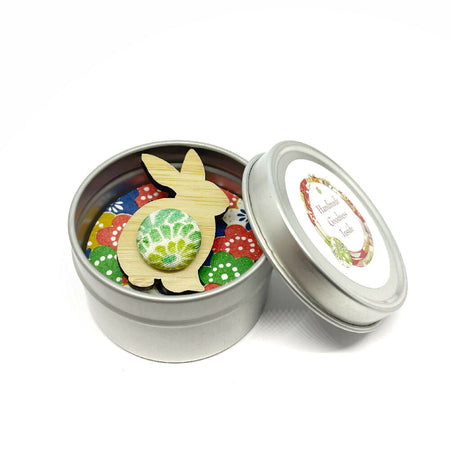 Bunny Brooch with Gift Tin - Green