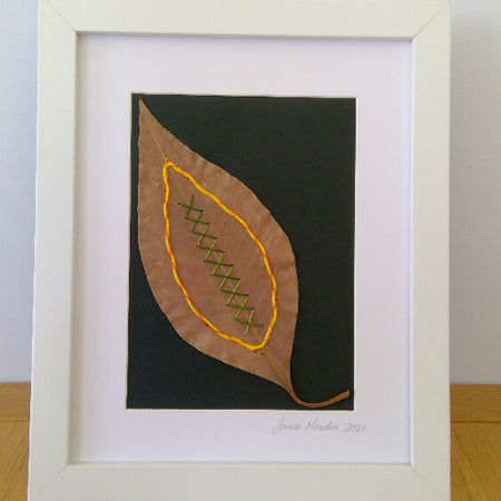 Real Leaf Embroidered Artwork 8