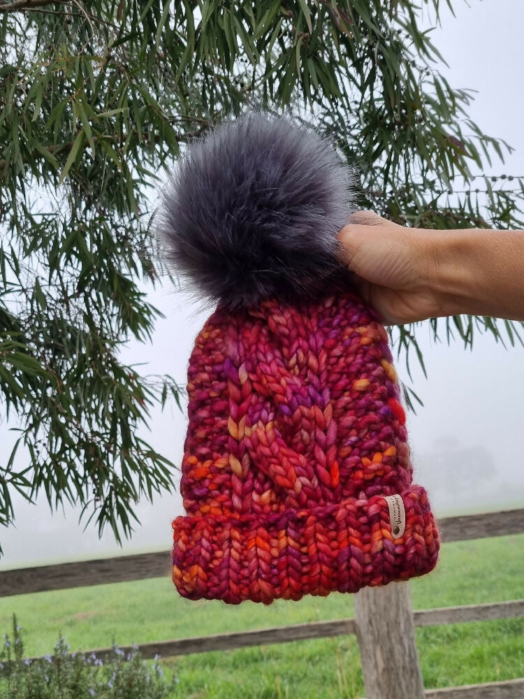 Saige beanie, luxury Cabled beanie