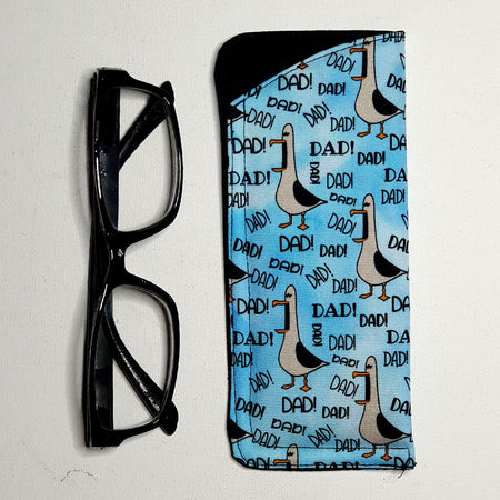 Sleeve for your Reading Glasses, Blue background with a DAD and seagull theme