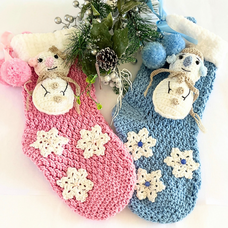 Snowman Crochet Baby Xmas Stocking