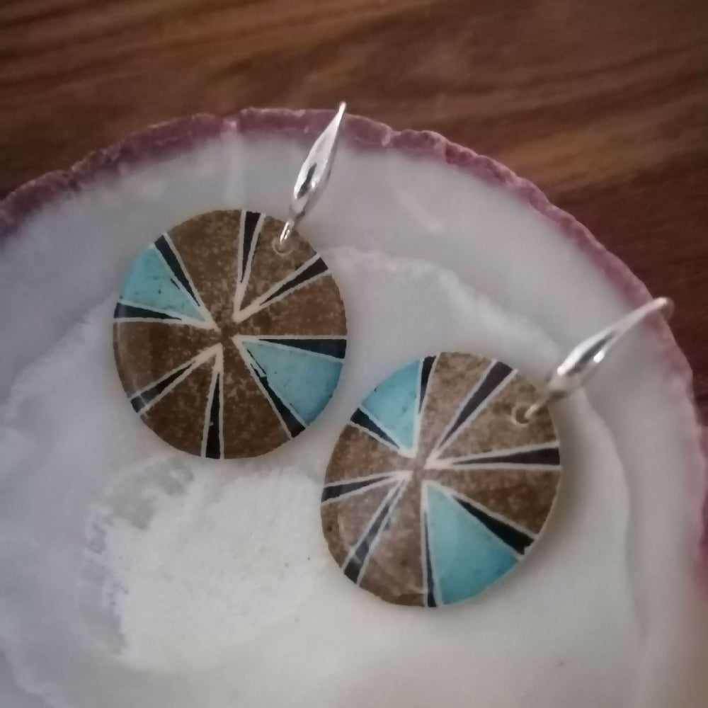 Sand & Sea Goose Eggshell Earrings with Silver ear hooks