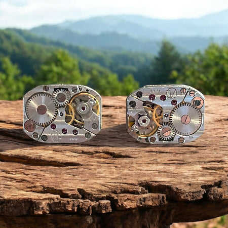 Steampunk watch movement cuffllinks (bronze )