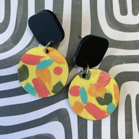 Yellow / mixed color Handpainted earrings
