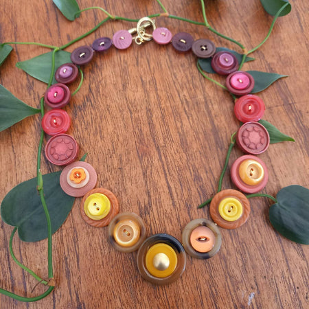 Handmade vintage button necklace - Autumn Glory