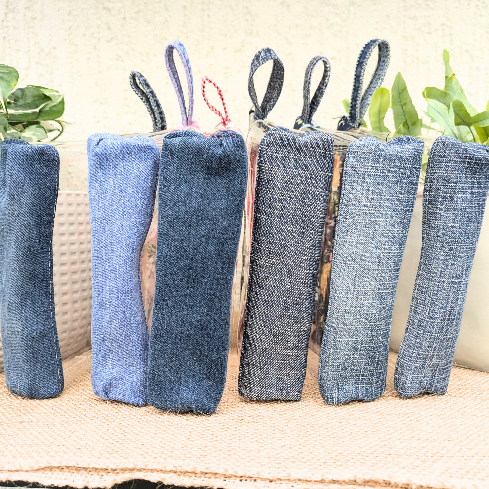 Clear Pouch Organiser with Upcycled Denim base Woodland