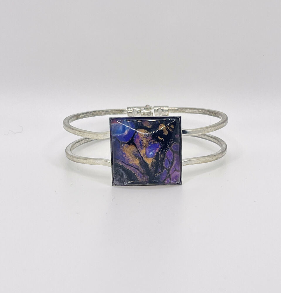 Silver Plated Fluid Art Bangle