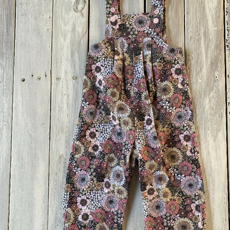 Corduroy Childs overalls retro pink blooms