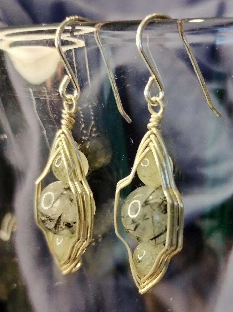 Tourmalinated Quartz Sterling Silver Earrings