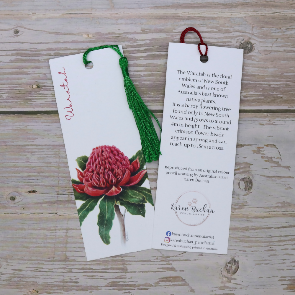 Australian-artist-illustration-bookmark-waratah