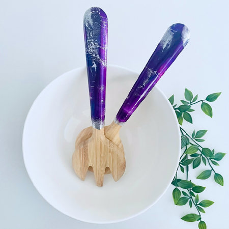 Bamboo and Resin Salad Server Set