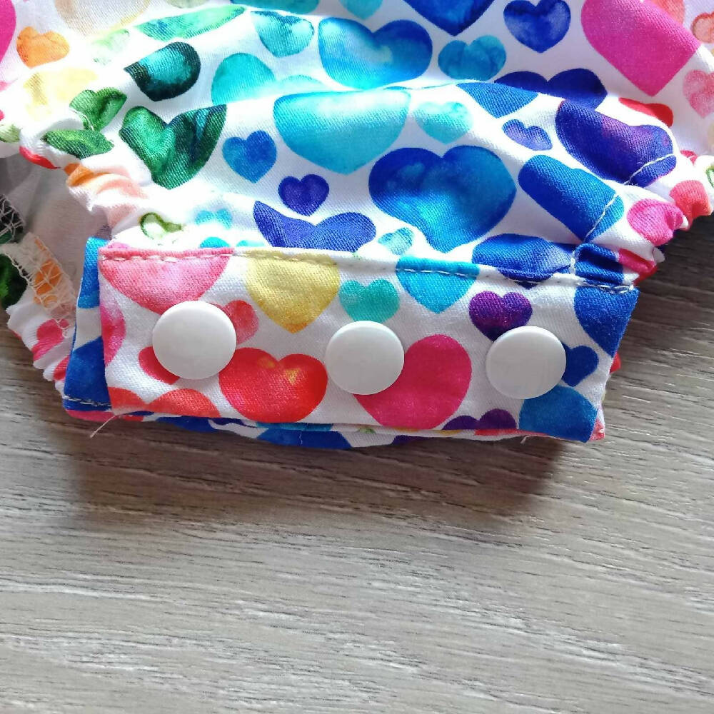 Rainbow hearts romper,bright hearts dress