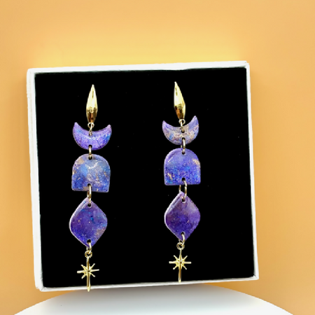 Purple & Gold Celestial Twilight Earrings