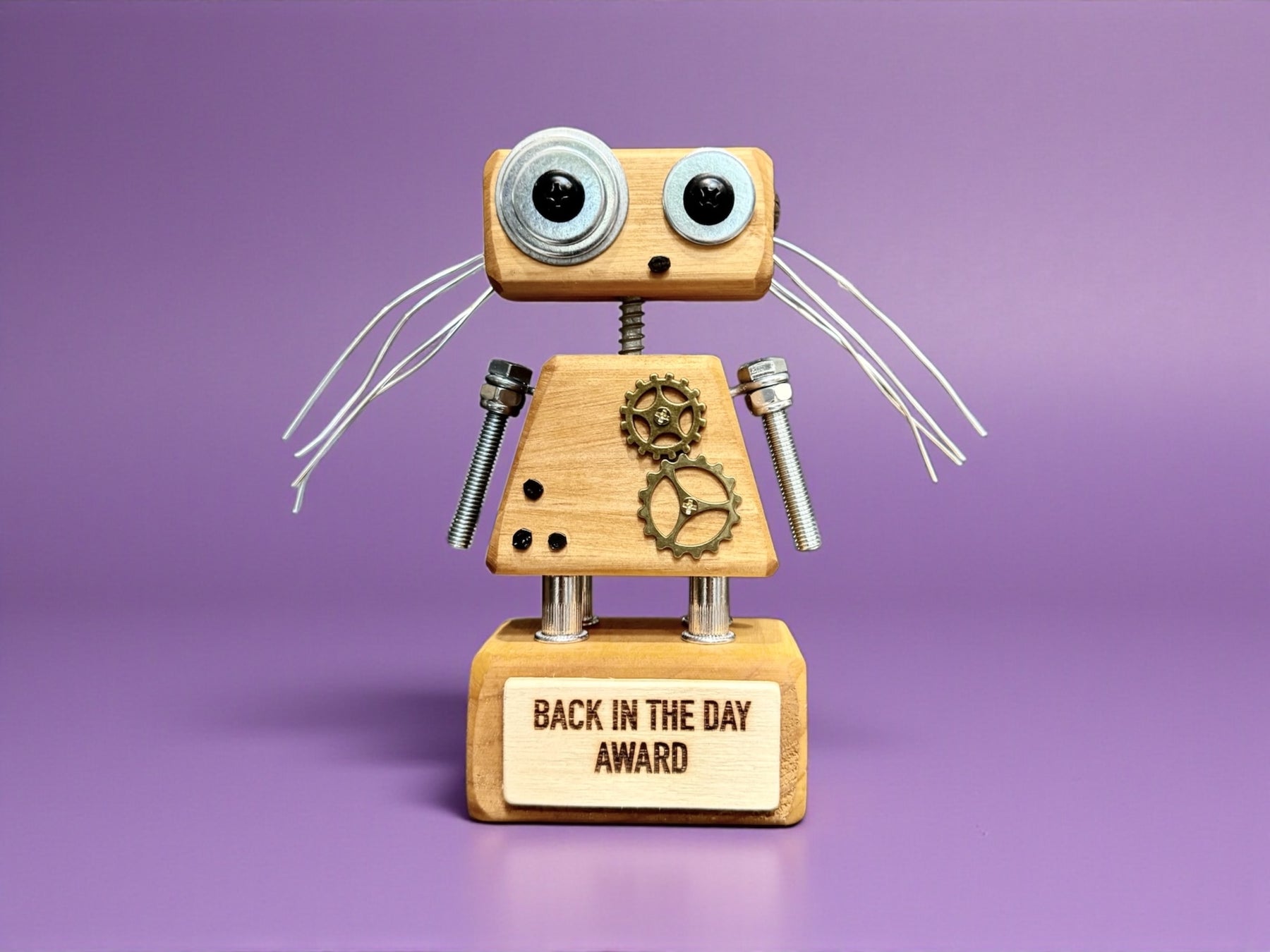 Alice - Wooden Steampunk Robot Trophy (Customisable)