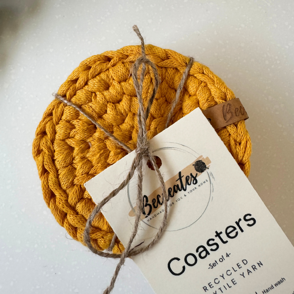 Coasters | Handmade crochet | Mustard | Home Decor | Gift idea