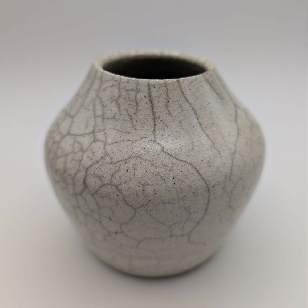 Crackle Glaze Raku Pot