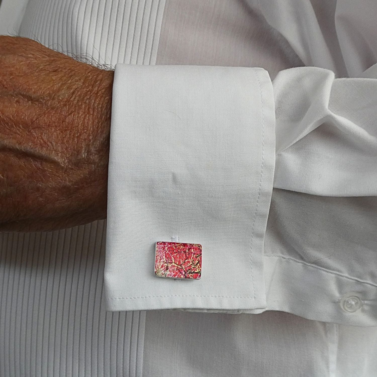 Anodised aluminium cuff links - Fiery Fusion Collection -AM001