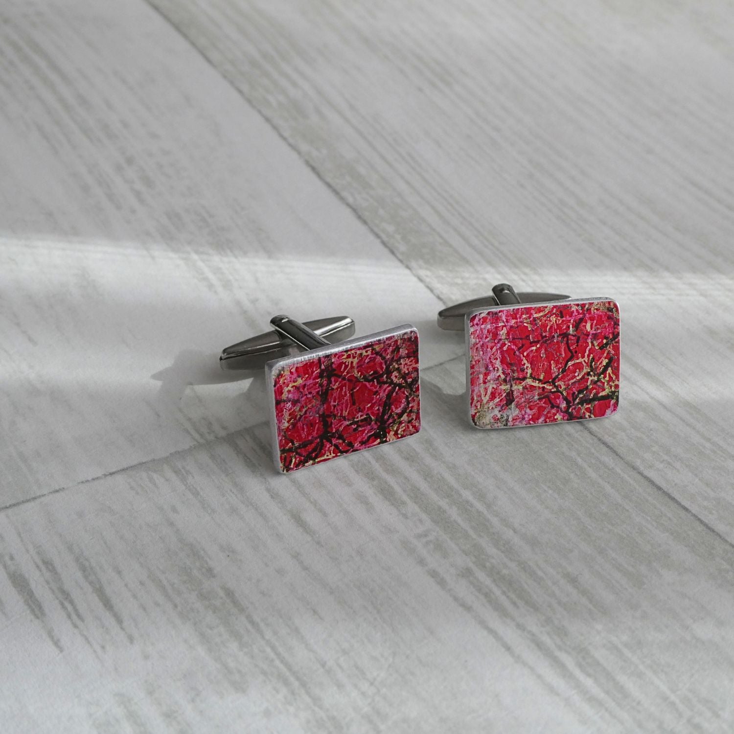 Anodised aluminium cuff links - Fiery Fusion Collection -AM001