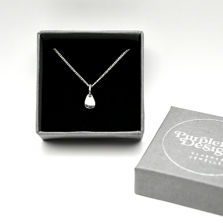 Little Egg - Handmade Sterling Silver Teardrop Pendant with Fine Chain