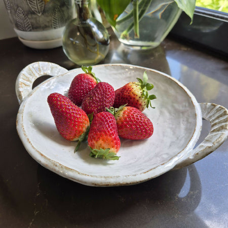 White Ceramic Serving Plate - Rustic Style - Fruit Bowl