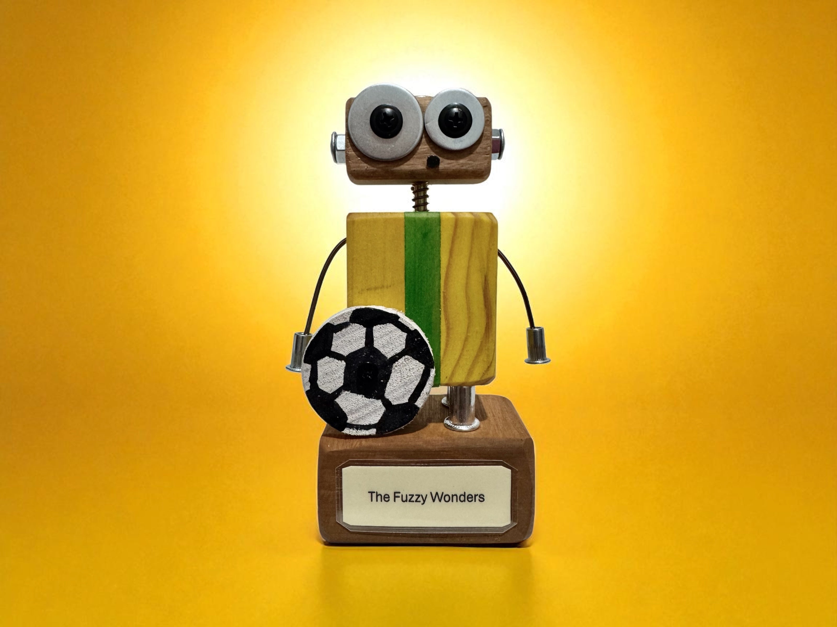 Austin T-12 - Wooden Football/Soccer Robot Trophy (Customisable)