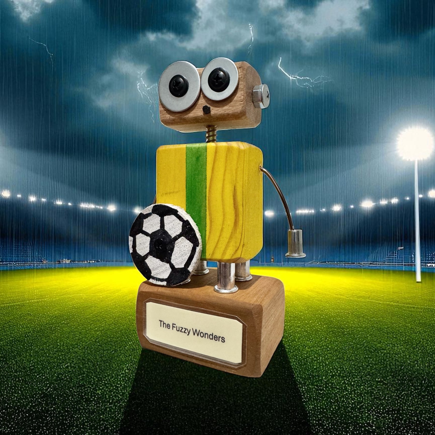 Austin T-12 - Wooden Football/Soccer Robot Trophy (Customisable)
