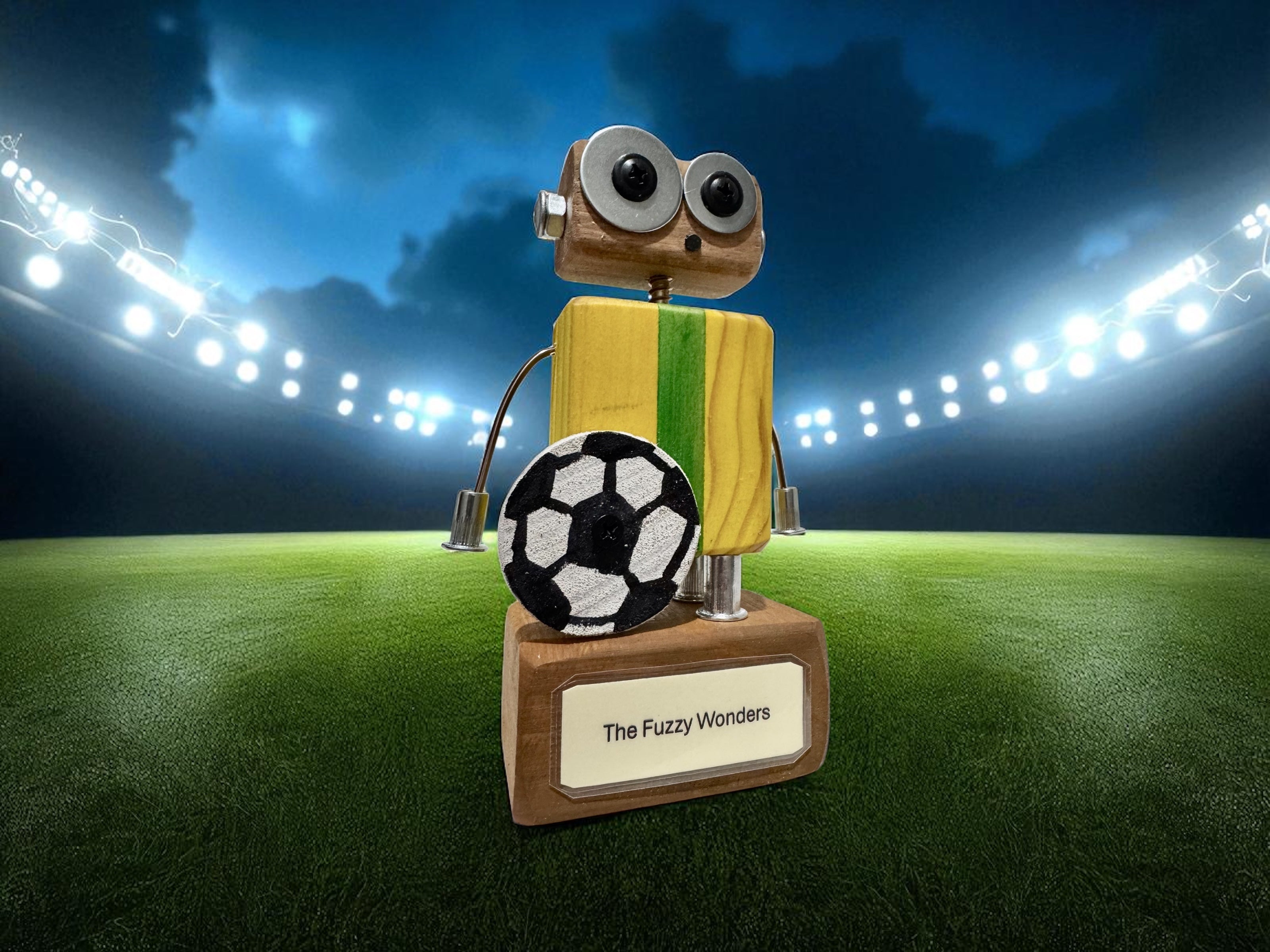 Austin T-12 - Wooden Football/Soccer Robot Trophy (Customisable)