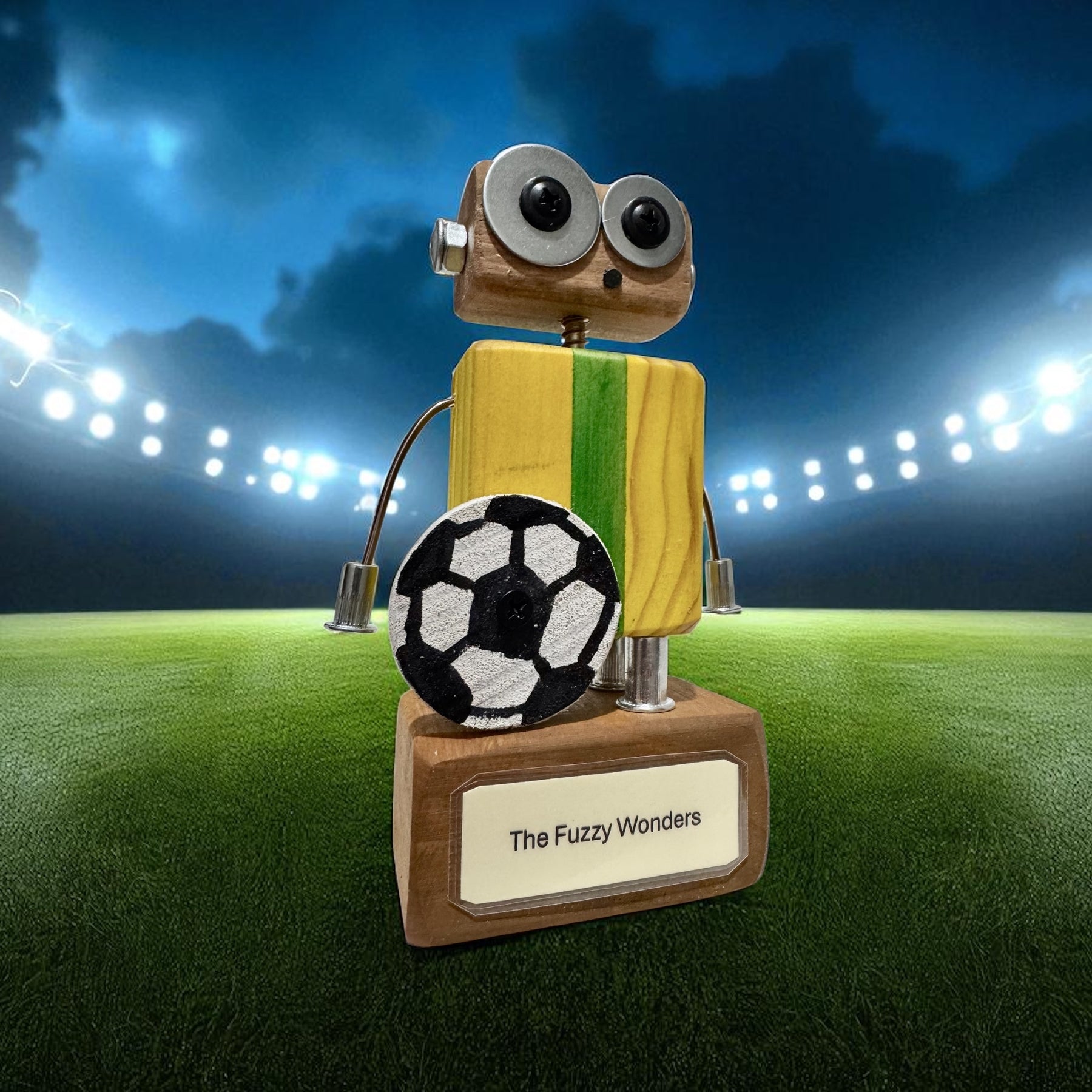 Austin T-12 - Wooden Football/Soccer Robot Trophy (Customisable)