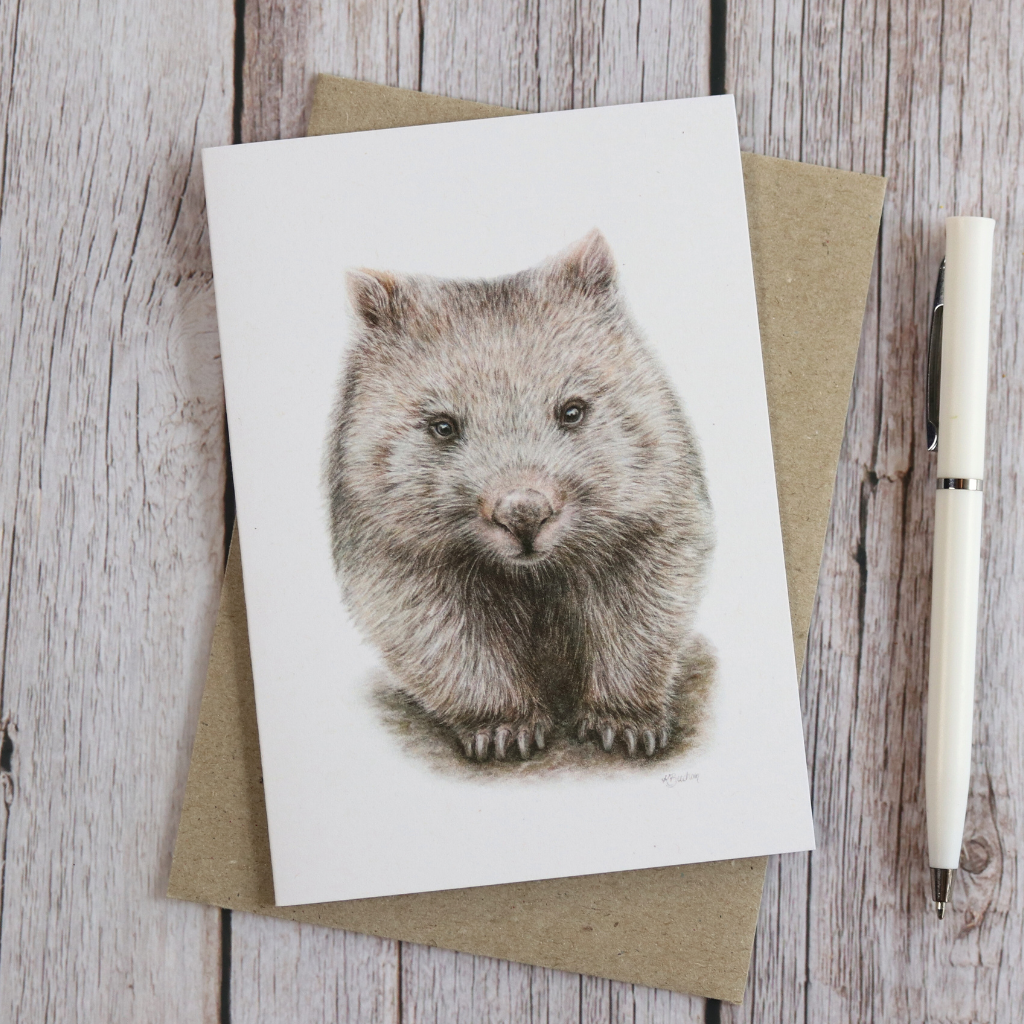 Wombat | Blank Greeting Card | Australian Wildlife | Recycled