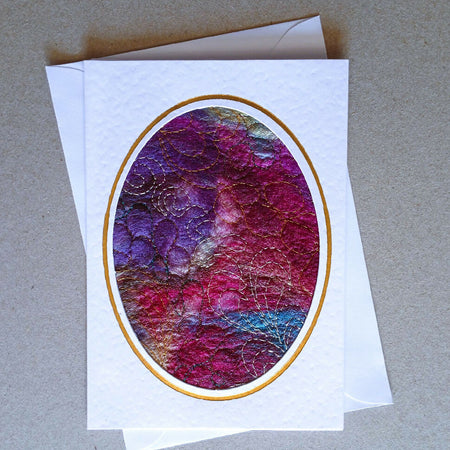 Embroidered silk paper card 11