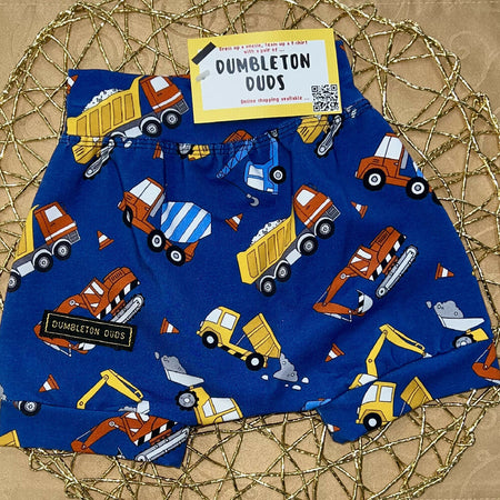 Construction (blue) - Handmade Baby Pants by Dumbleton Duds | Size 00, 2