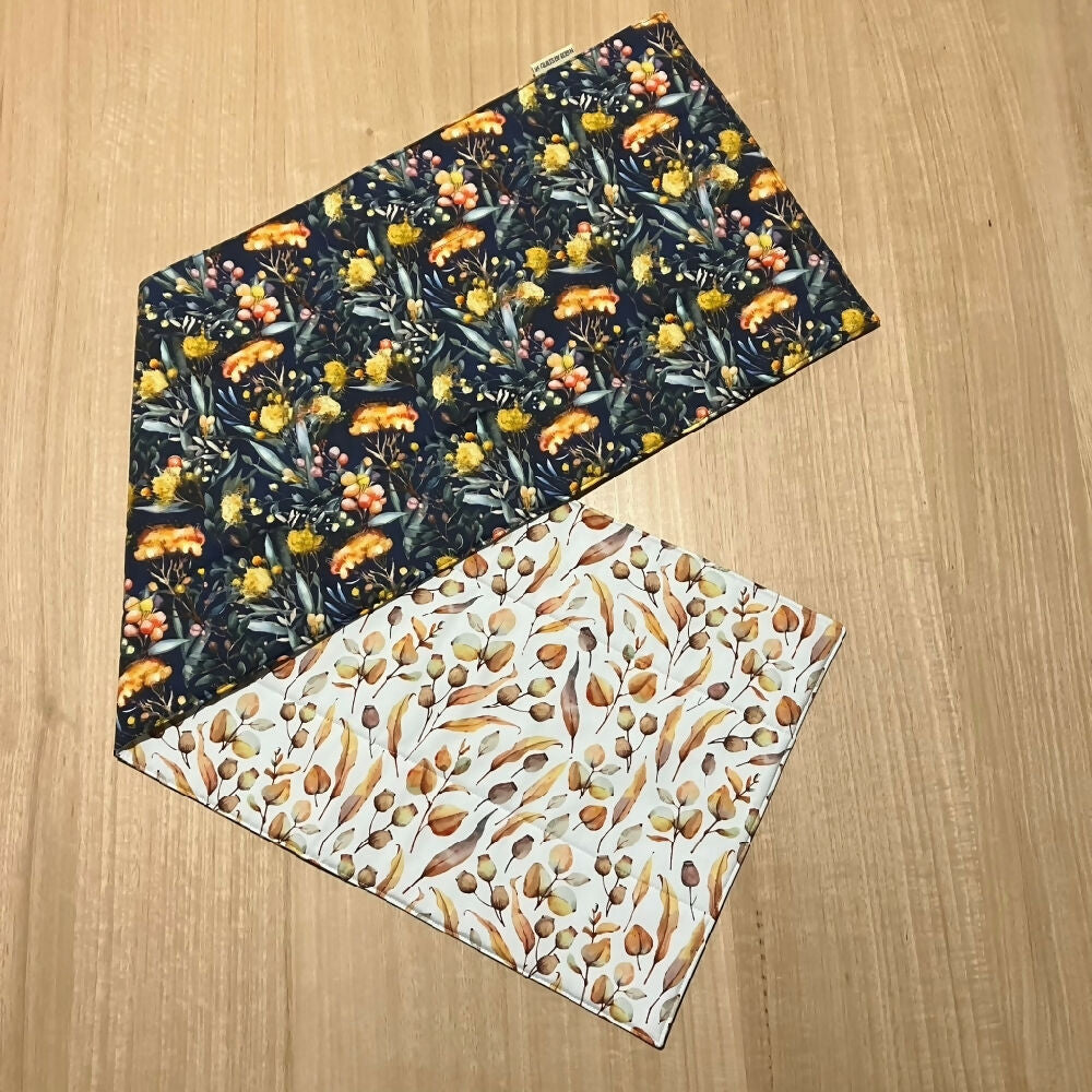 handmade Australian native floral reversible - navy & white
