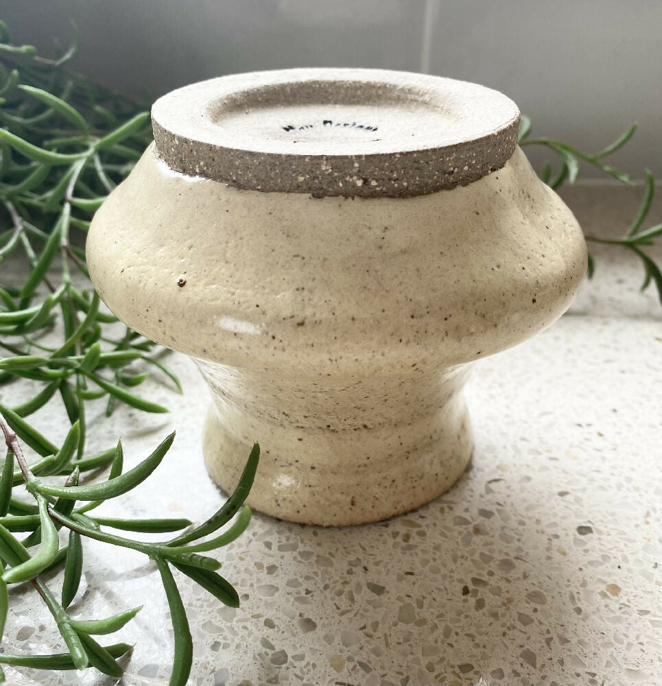 Rustic Squashed Vase / Wheel Thrown Pottery