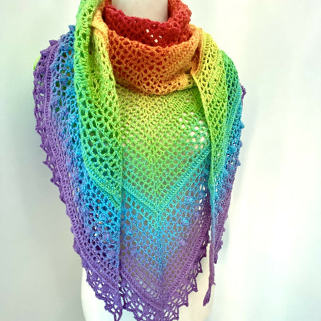 Rainbow triangle shawl