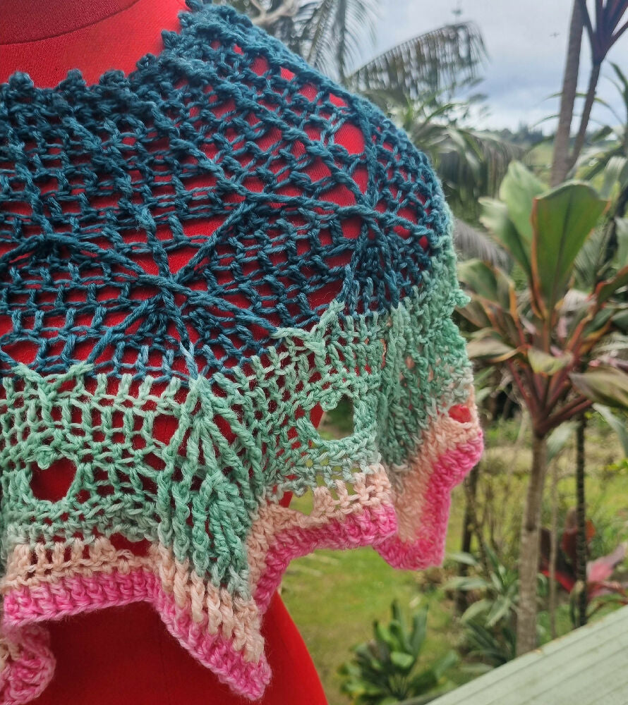 Crocheted Woolen Mini Poncho