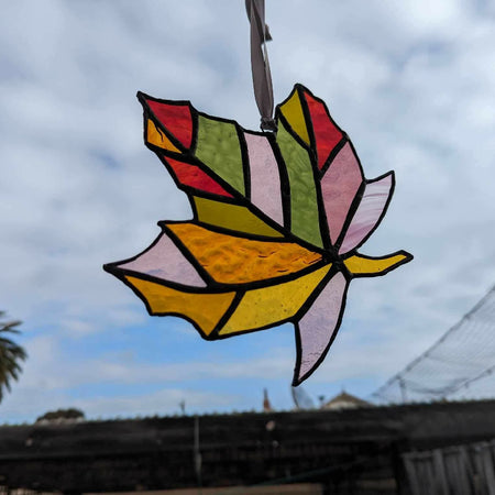 Stained glass autumn leaf