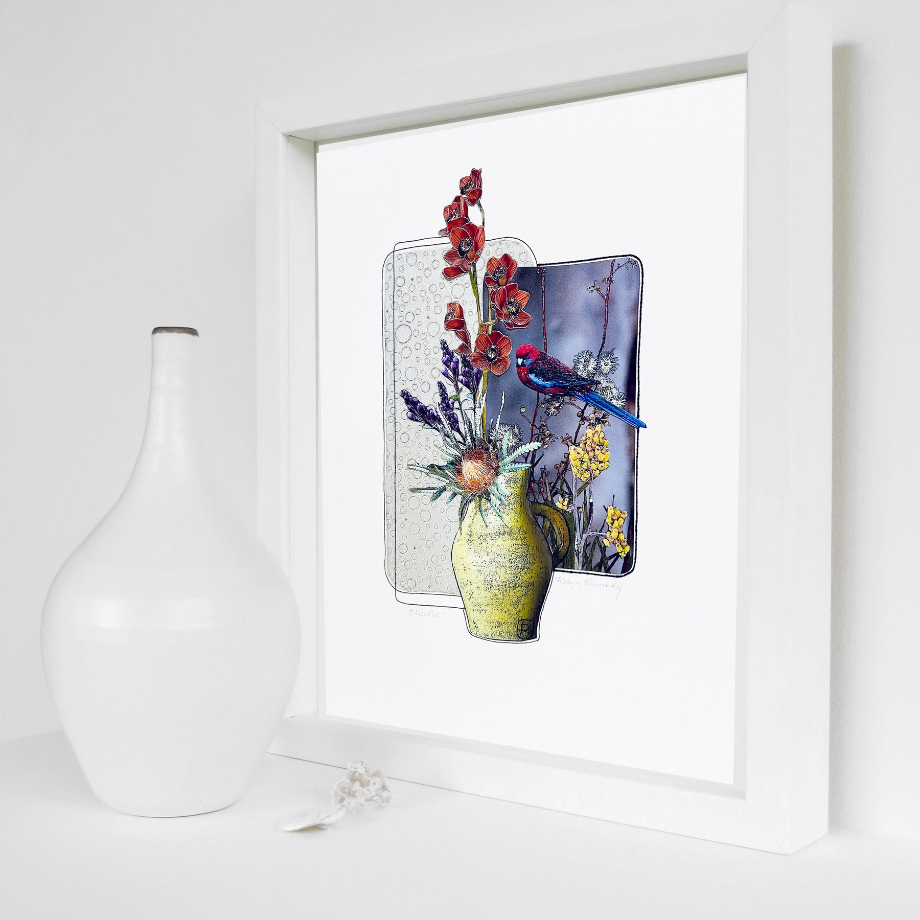 Original Art Blissful - Orchids Banksia Gums Rosella