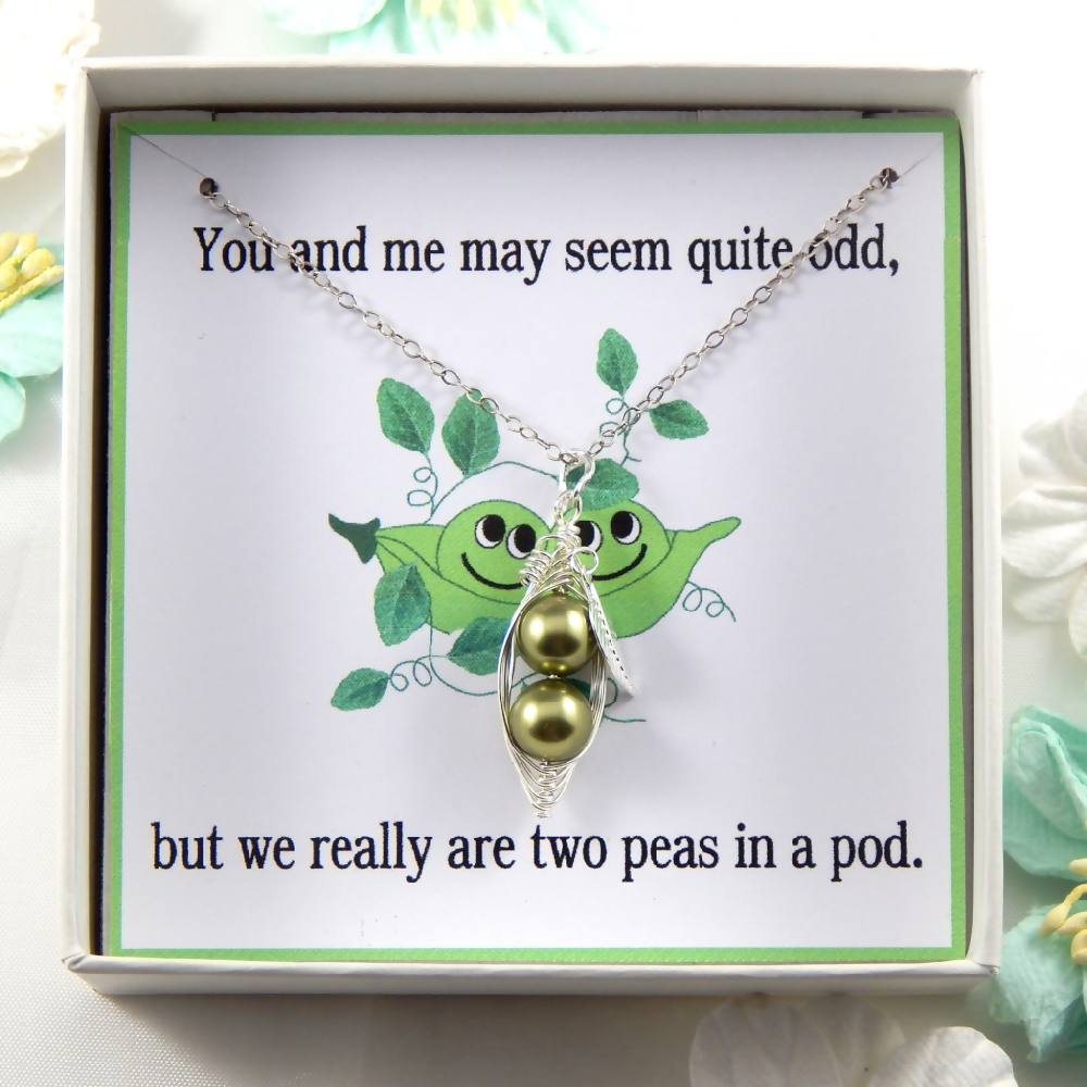 Two Peas in a Pod Best Friends Necklace