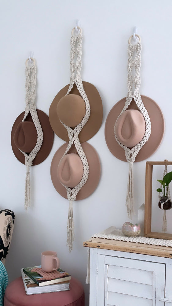 Macrame Hat Hanger Set of 3