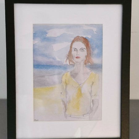 Nicole. Original watercolour on paper framed under glass.