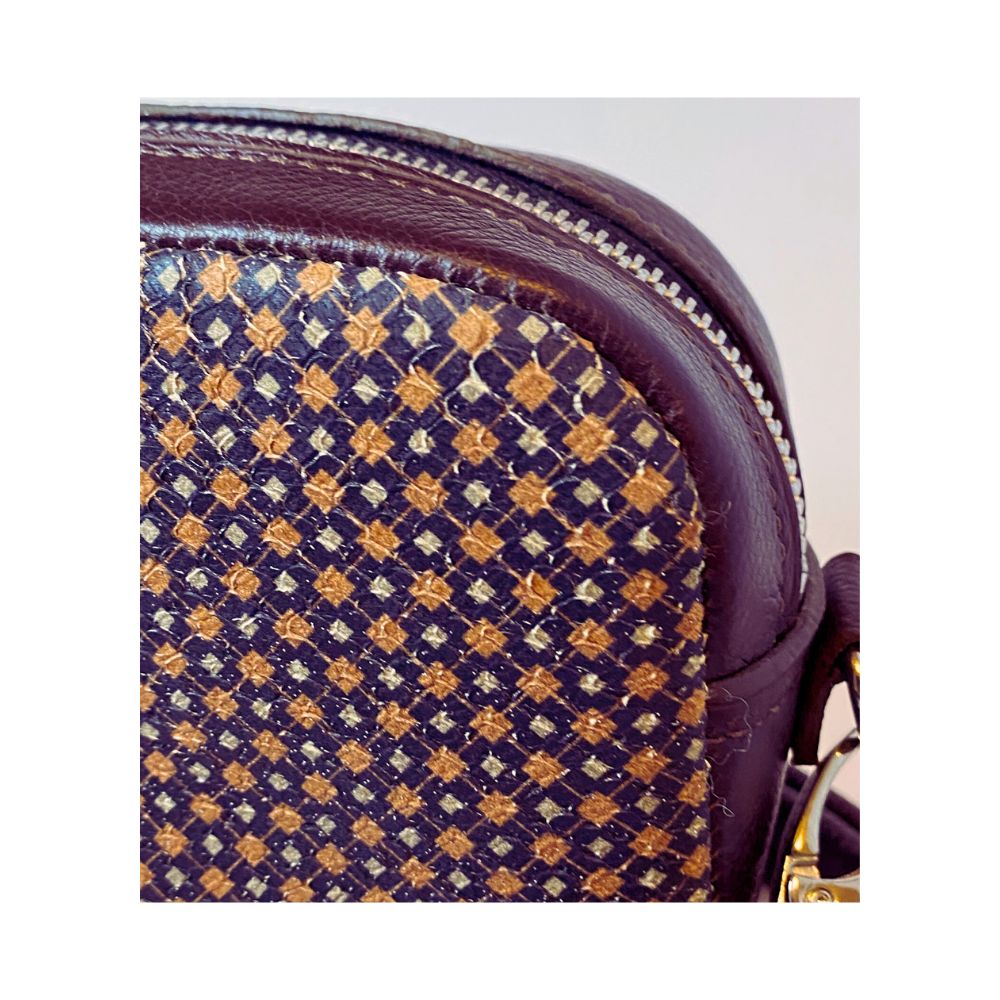 Brown & coffee checked camera bag