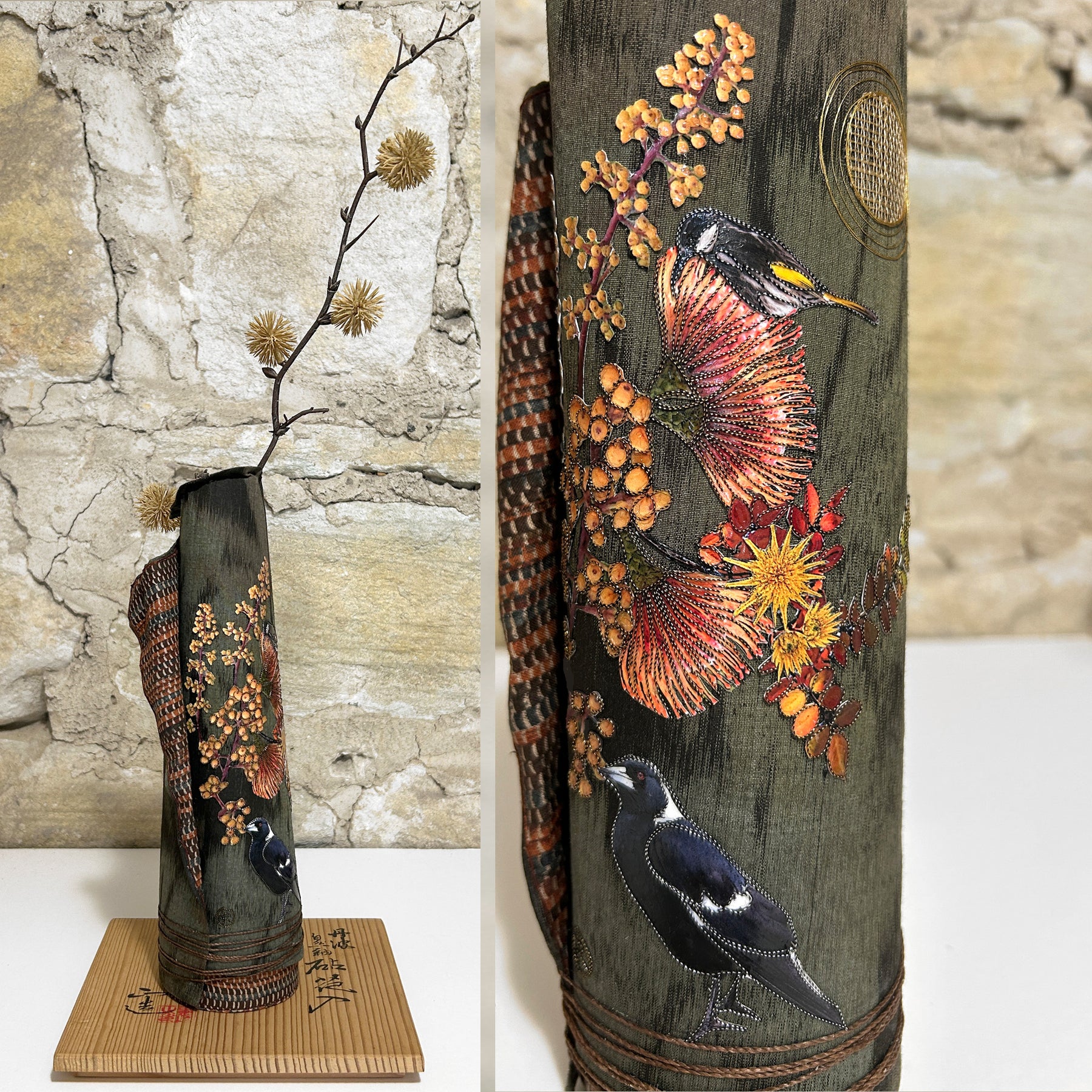Vase Decorative Buds Flowers & Birds